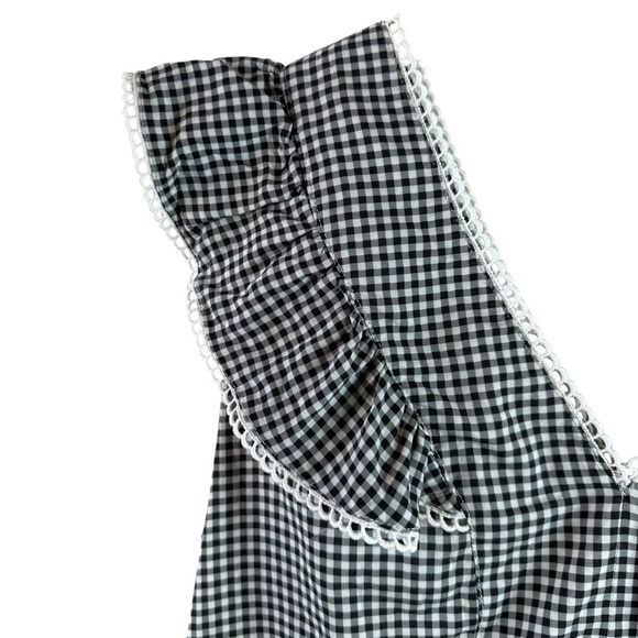 Nanette Lepore Black and White Gingham Ruffle Top Size L - Picture 3 of 8